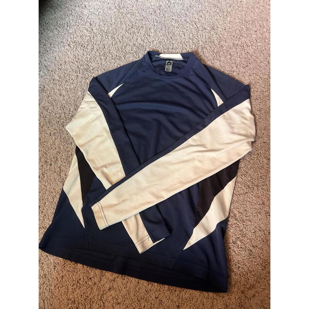 REI Blue Long Sleeve Shirt Blue Stretch Sport Crew Neck Coolmax Men’s Size L